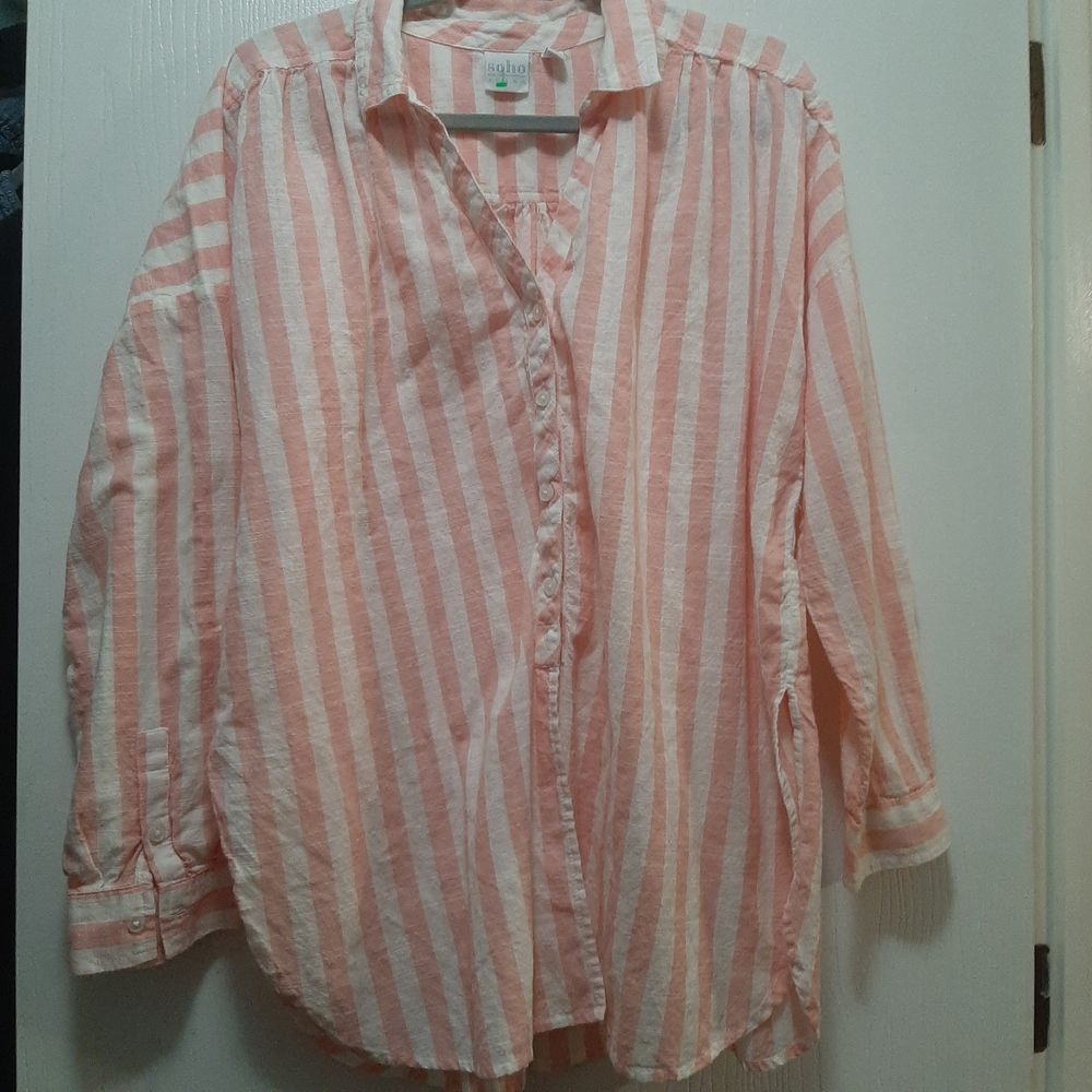 Soho Pink and White Striped Shirt Cotton XL